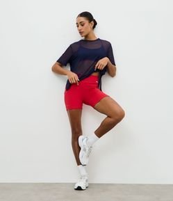 Bermuda Esportiva em Microfibra com Bolso de Tule