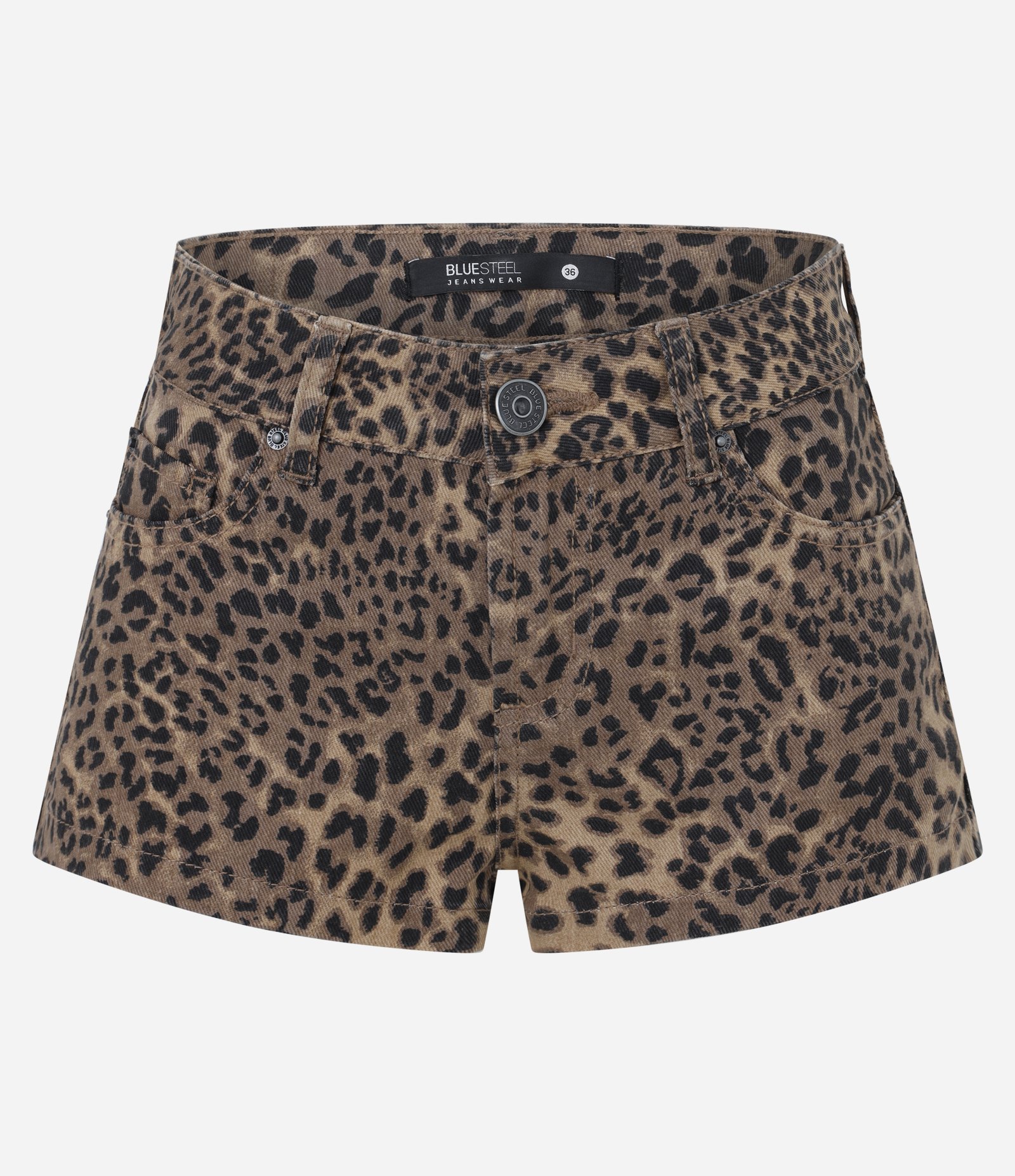 Short Micro Cintura Baixa em Sarja com Estampa Onça Marrom/Preto 1