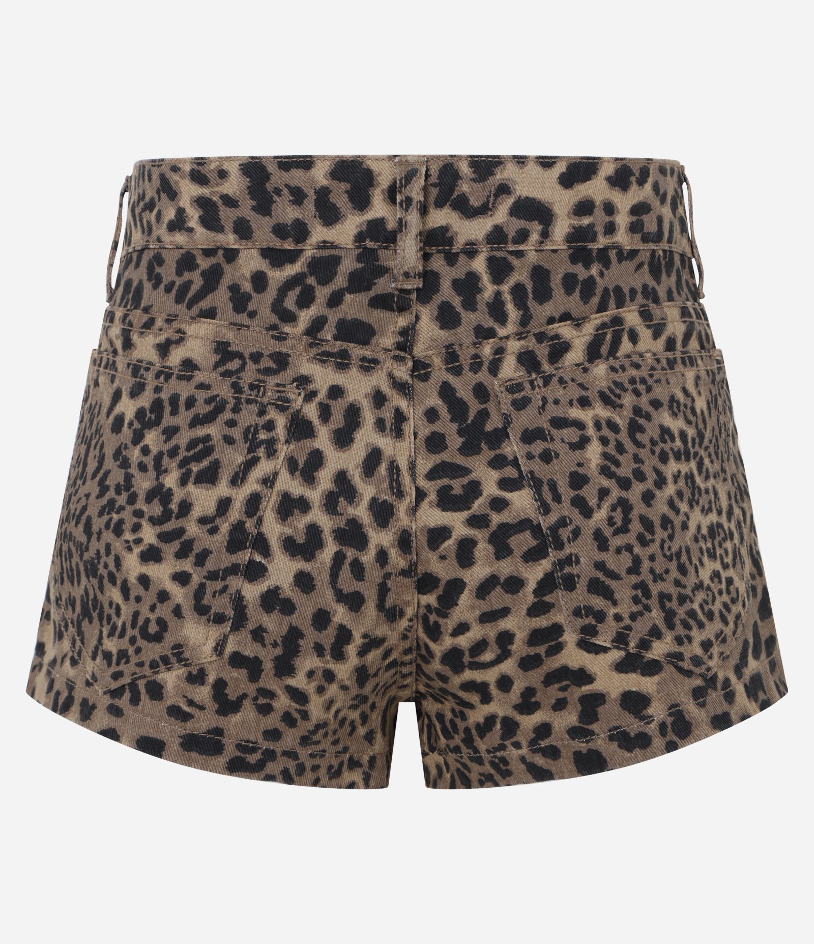 Short Micro Cintura Baixa em Sarja com Estampa Onça Marrom/Preto 2