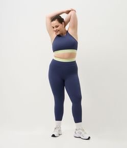 Calça Legging Esportiva com Faixa Lateral Contrastante Curve & Plus Size