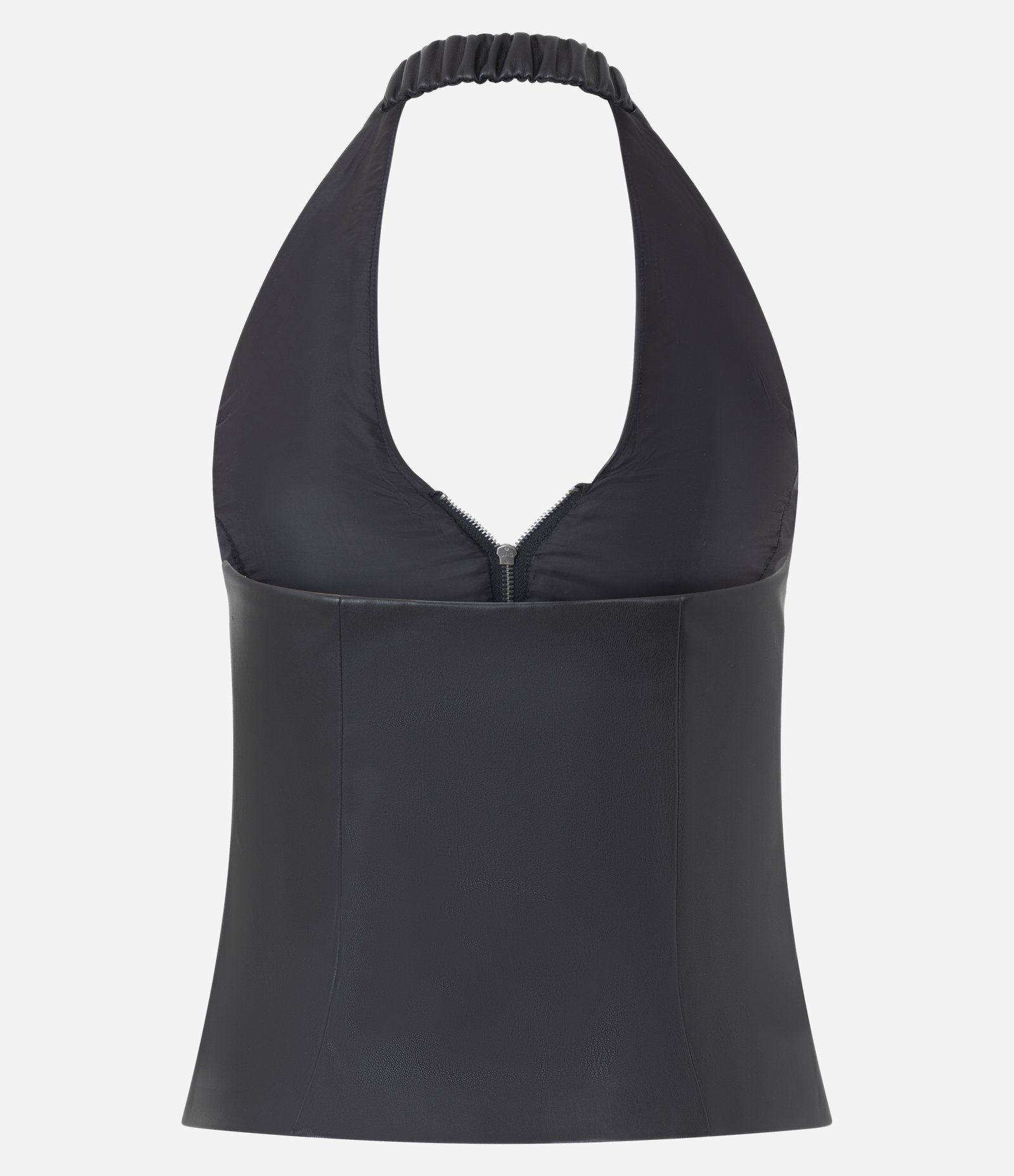 Blusa Frente Única em PU com Zíper Frontal Preto 2