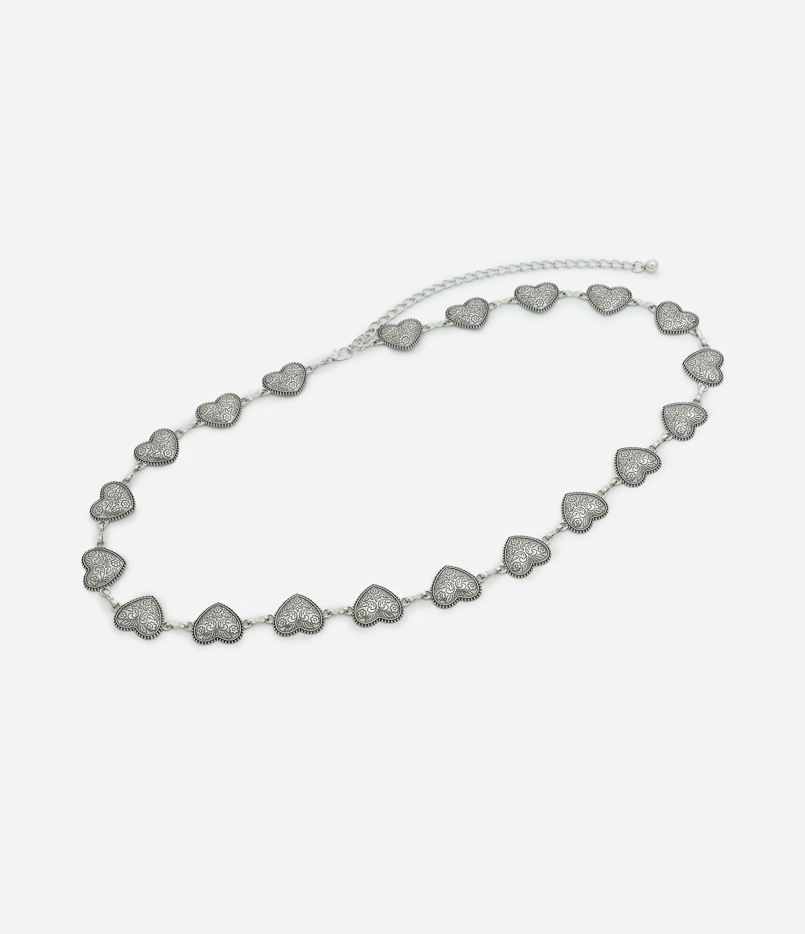 Cinto Metal Texturizado com Corações Curve & Plus Size Prata 1