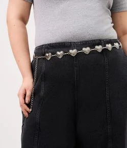 Cinto Metal Texturizado com Corações Curve & Plus Size