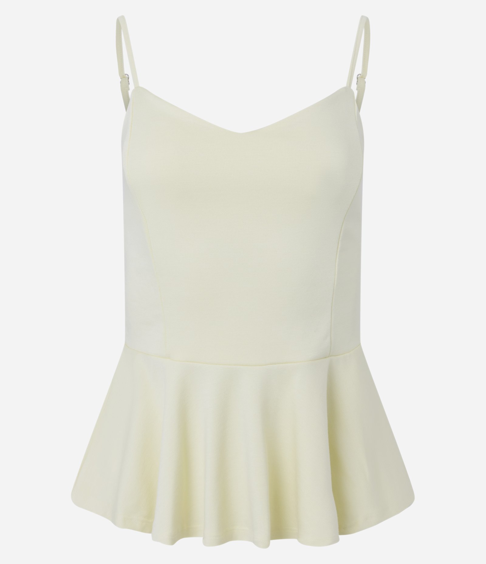 Blusa Peplum em Ponto Roma com Alça Fina Regulável Amarelo 5