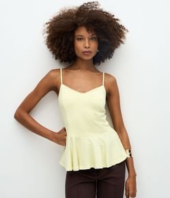 Blusa Peplum em Ponto Roma com Alça Fina Regulável