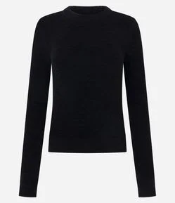 Blusa Manga Longa em Tricô com Fenda na Manga