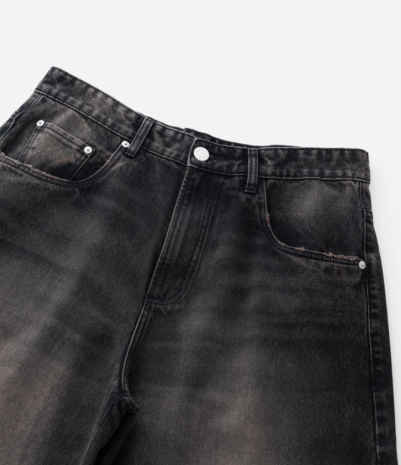 Calça Mega Baggy em Jeans com Barra Desfiada Preto 8