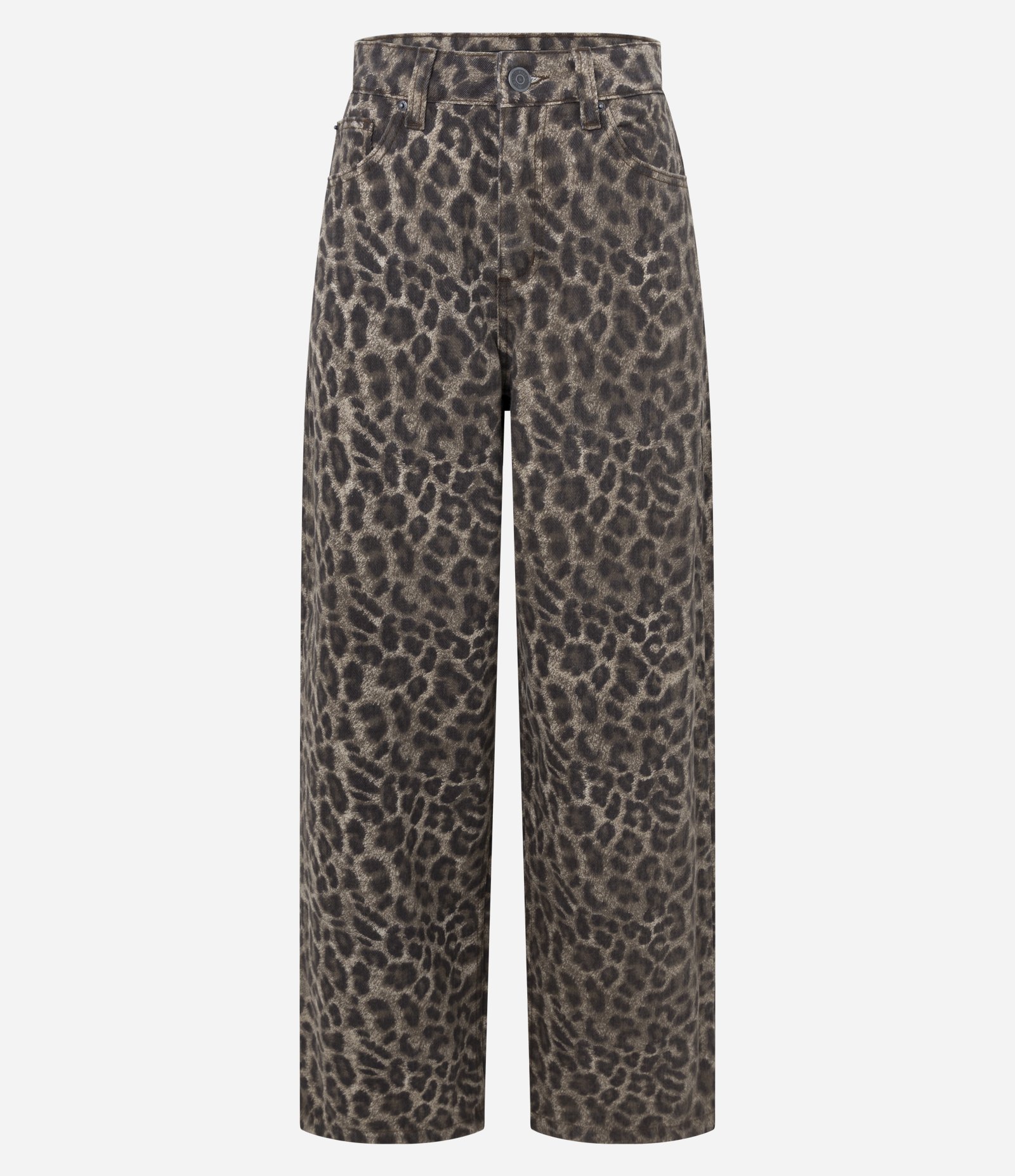 Calça Baggy em Sarja com Cintura Média e Estampa Animal Print Marrom 6