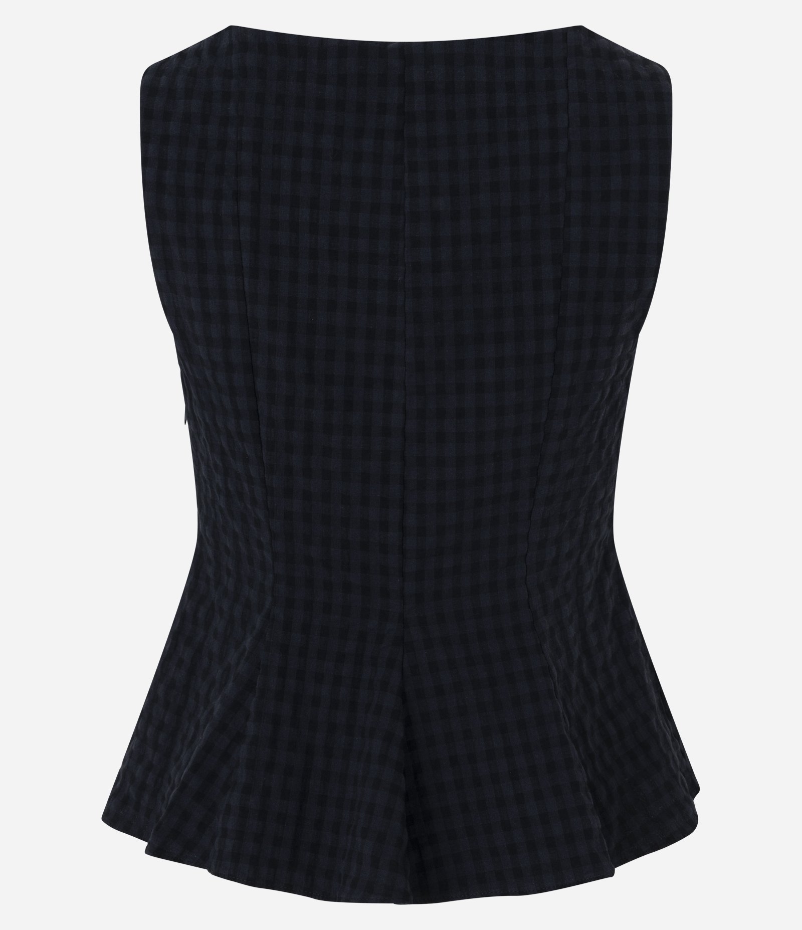Blusa Peplum em Anarruga com Estampa Xadrez Preto 3