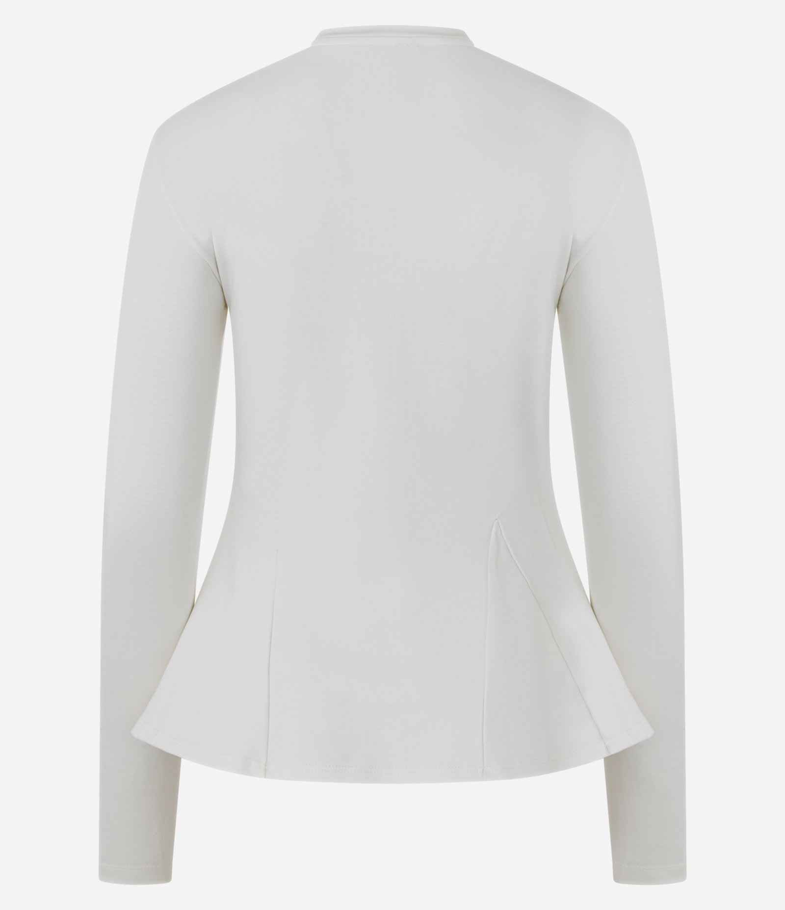 Blusa Peplum Manga Longa em Ponto Roma com Barra Ampla Branco 1
