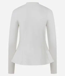 Blusa Peplum Manga Longa em Ponto Roma com Barra Ampla