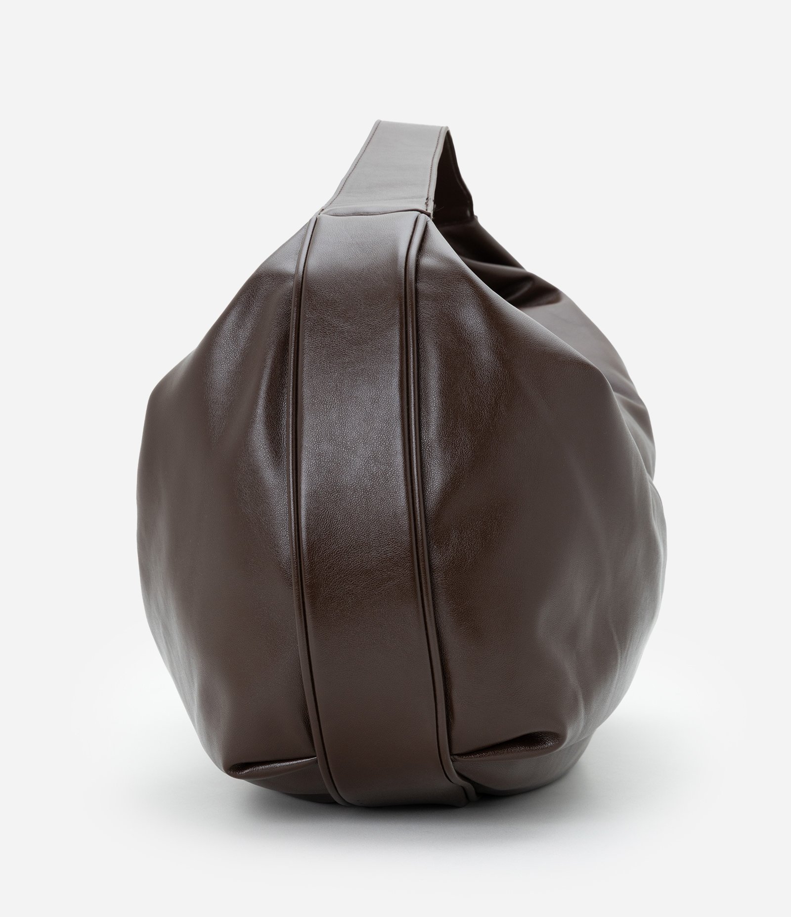 Bolsa Hobo Glossy Grande em PU com Alça Larga Marrom 4