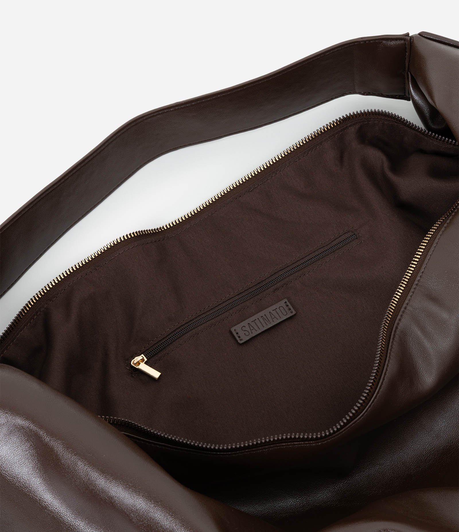 Bolsa Hobo Glossy Grande em PU com Alça Larga Marrom 7