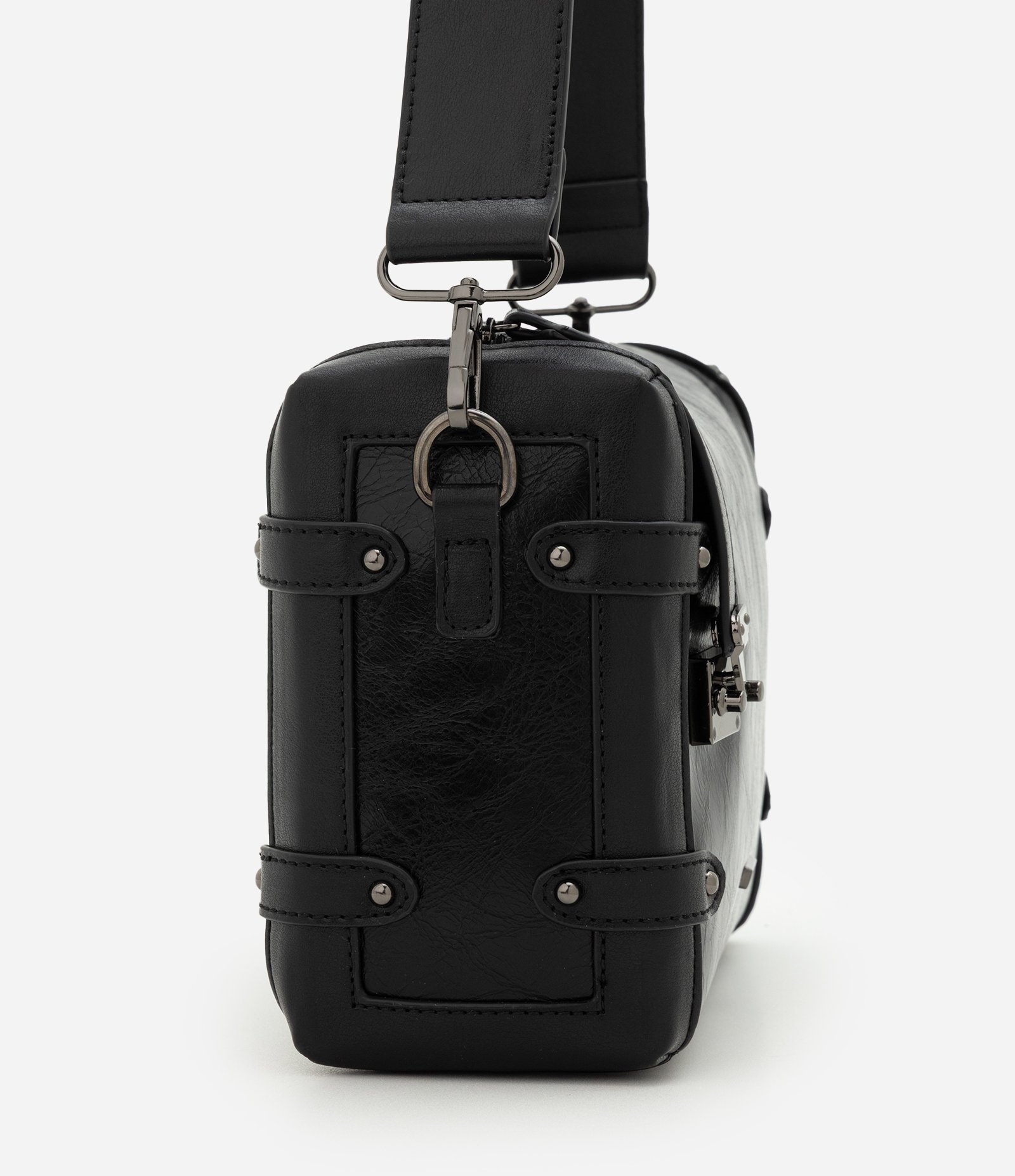 Bolsa Shoulder Média em PU com Alça Larga Preto 2