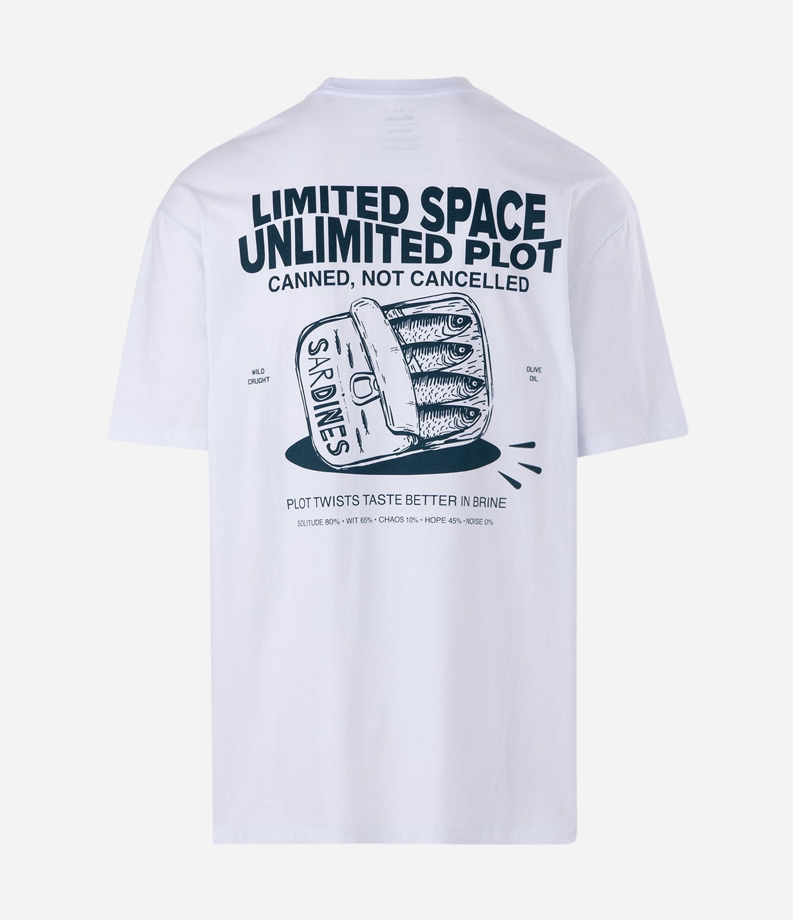 Camiseta Relaxed em Algodão com Estampa Divertida de Sardinha Branco 6