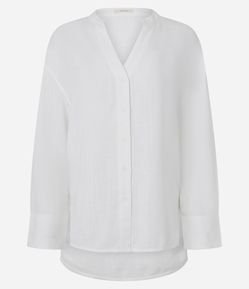 Camisa Oversized em Viscolinho com Gola Padre