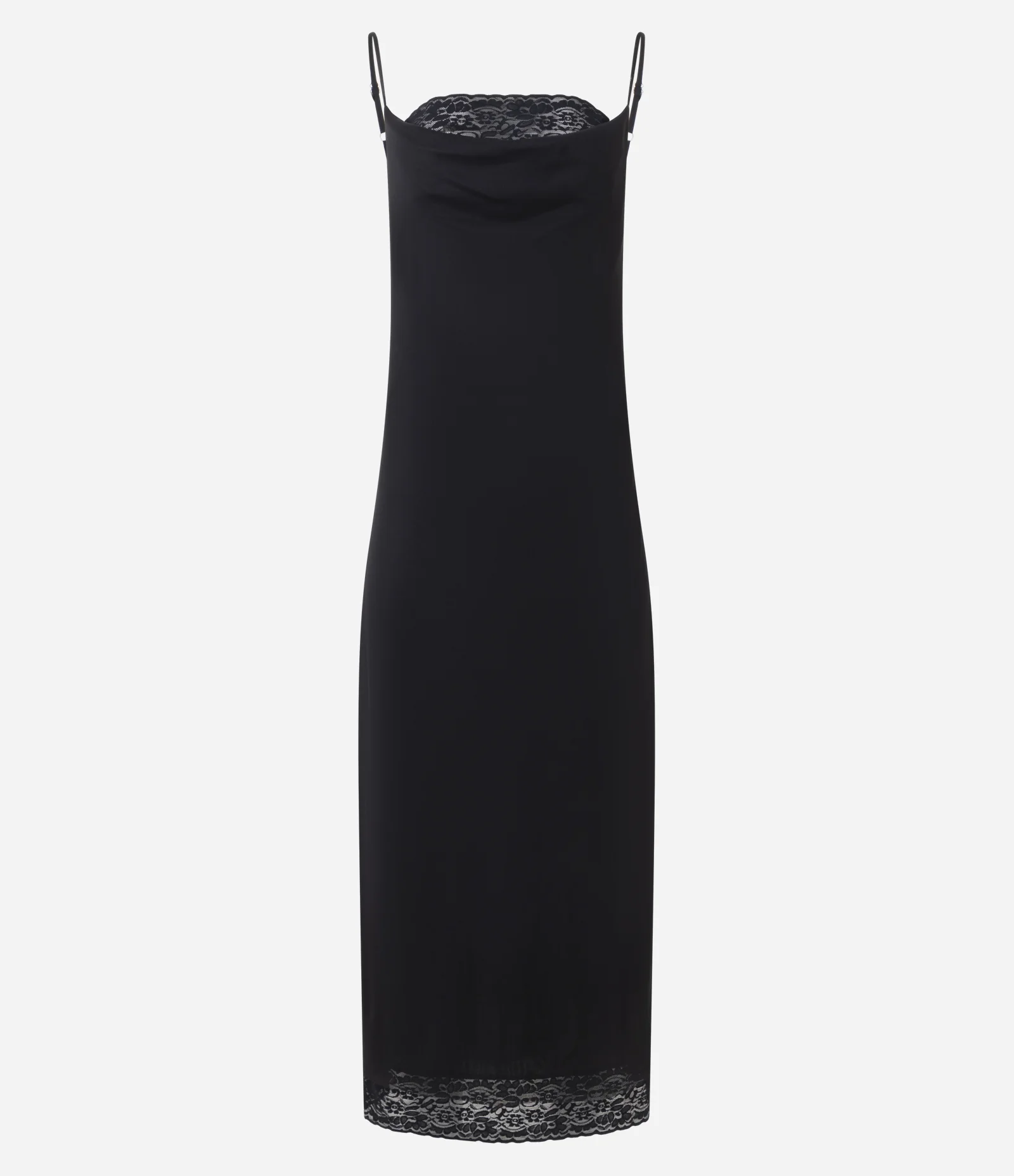 Vestido Midi em Tule com Renda e Decote Degagê Preto 1