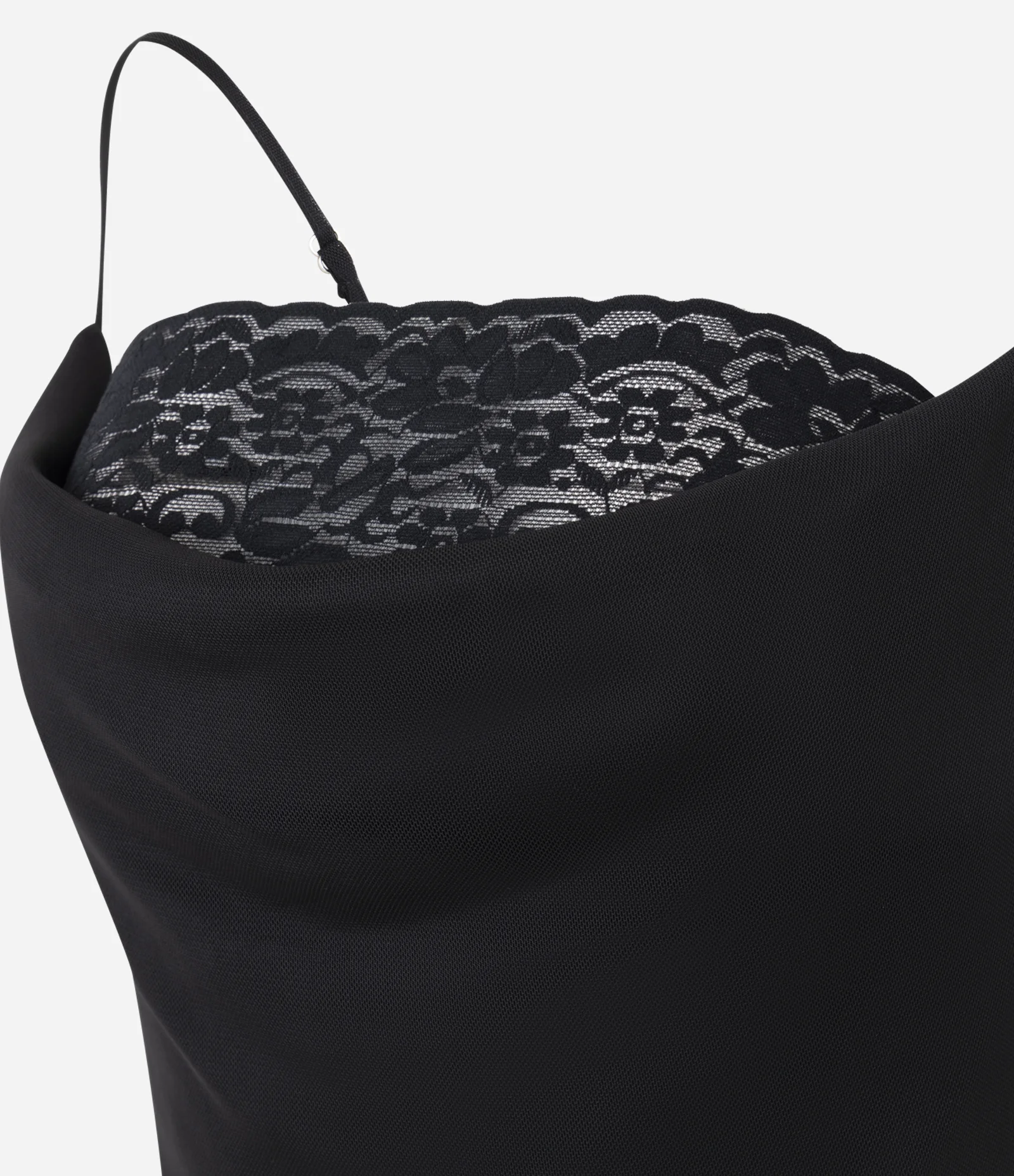 Vestido Midi em Tule com Renda e Decote Degagê Preto 2