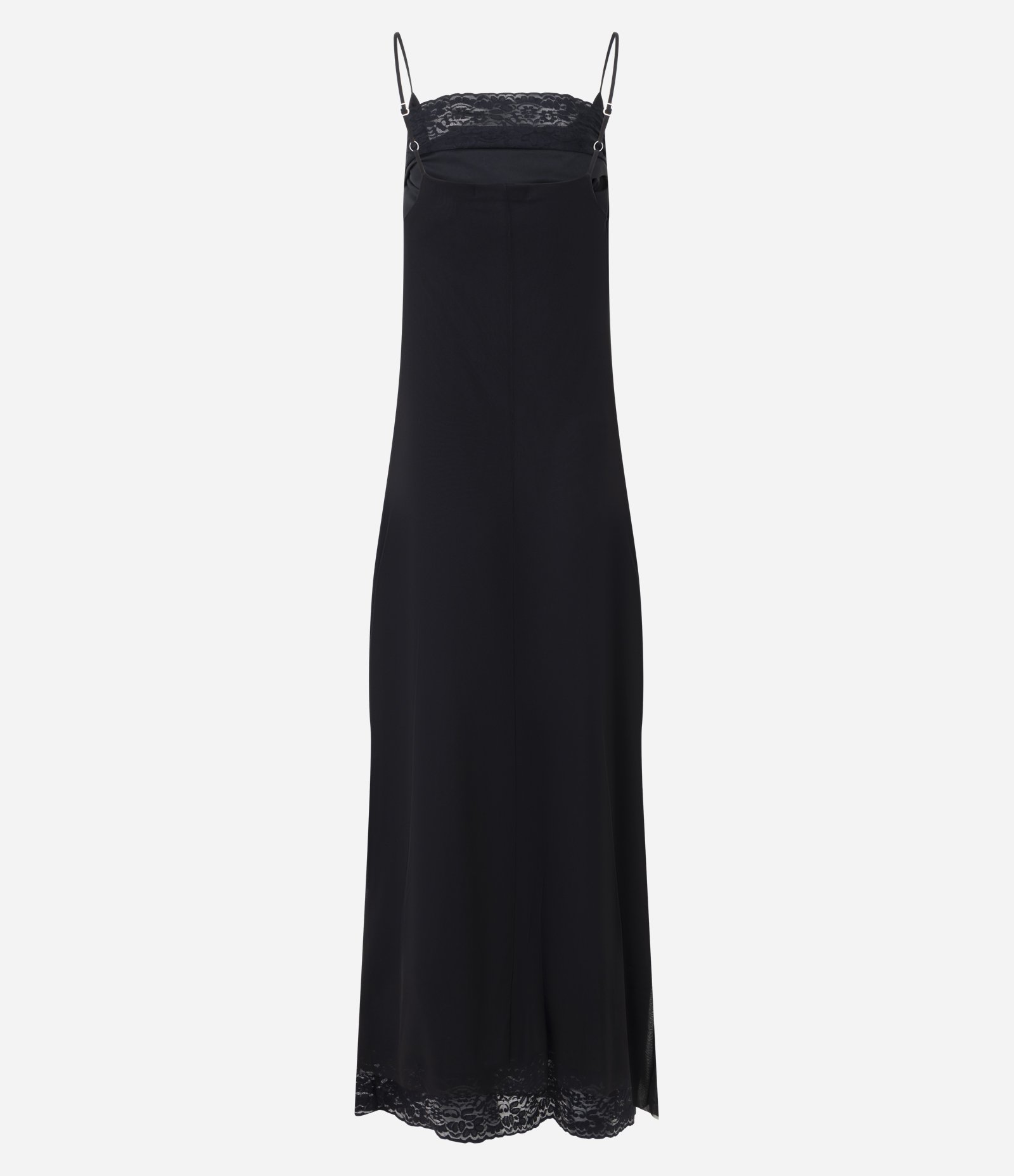 Vestido Midi em Tule com Renda e Decote Degagê Preto 3