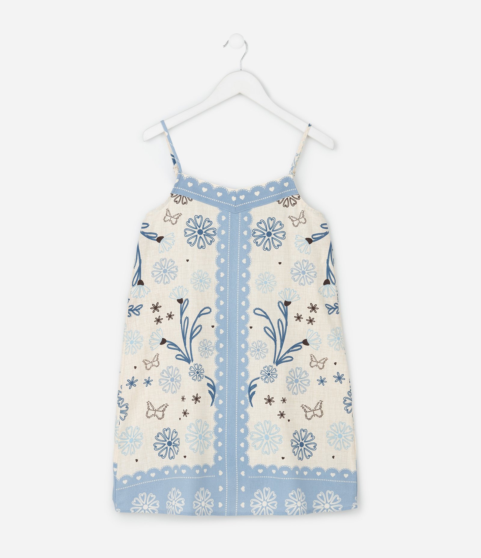 Vestido de Viscolinho Floral com Alcinhas - Tam 5 a 14 Anos Bege 1