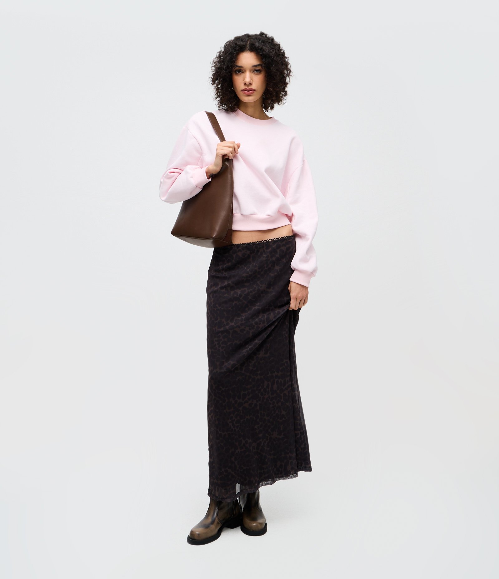 Saia Longa em Tule com Estampa Oncinha Preto 1