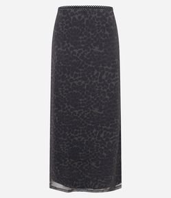 Saia Longa em Tule com Estampa Oncinha