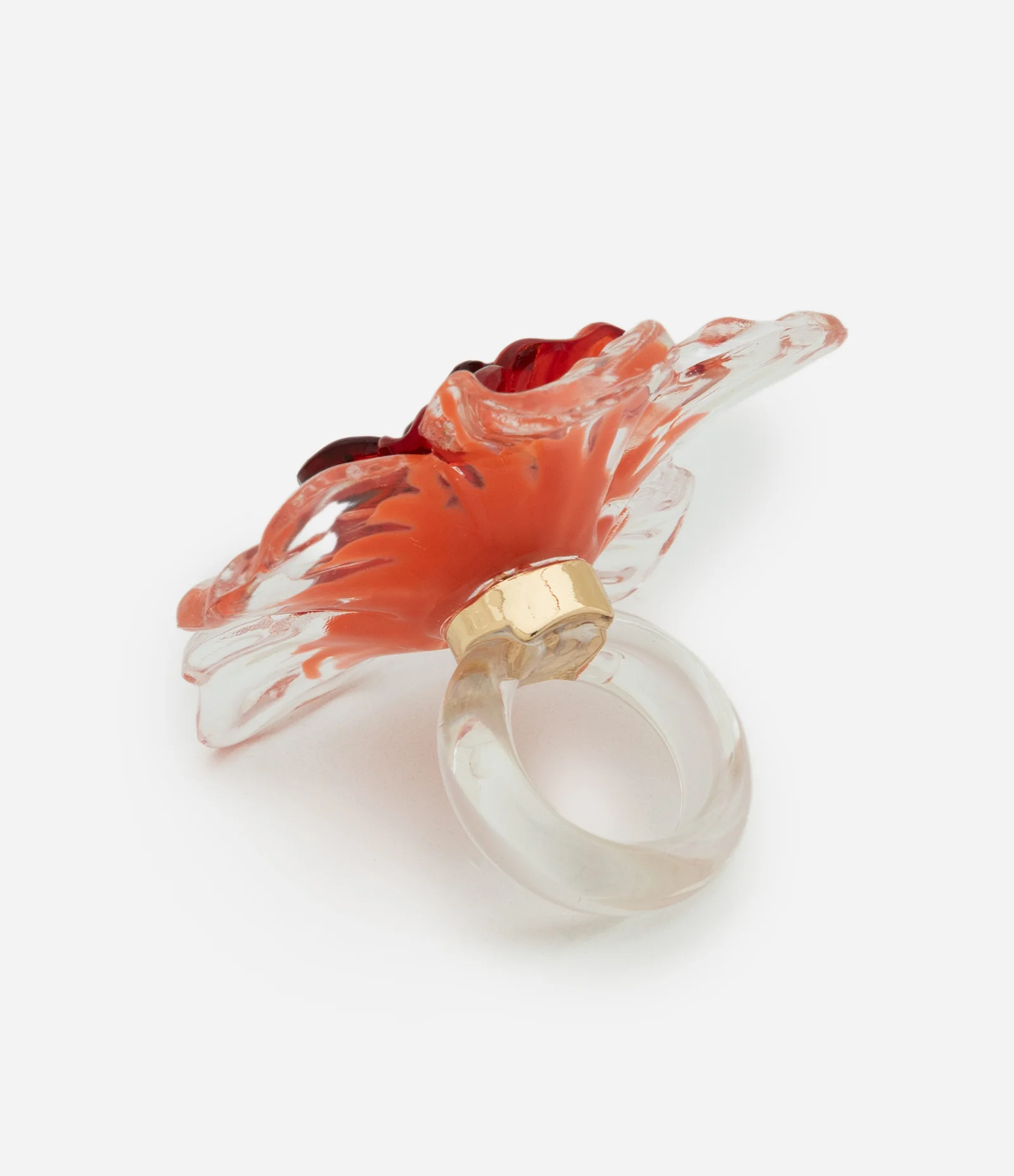 Maxi Anel Resinado com Formato de Flor Vermelho 2