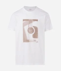 Camiseta em Algodão com Estampa de Guitarra