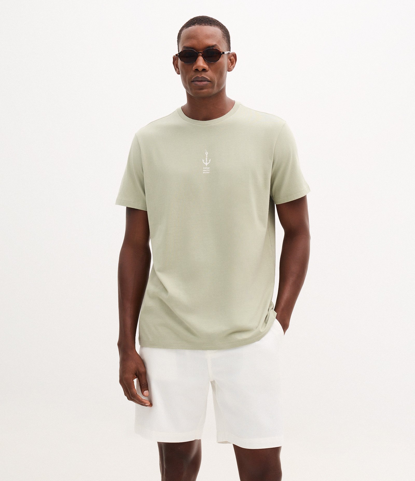 Camiseta Regular em Algodão com Estampa Náutica Âncora Verde 1