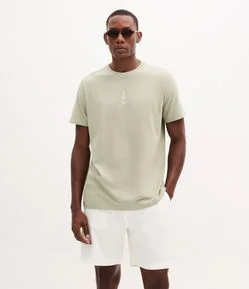 Camiseta Regular em Algodão com Estampa Náutica Âncora