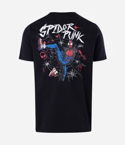 Camiseta Manga Curta em Algodão Homem Aranha Punk