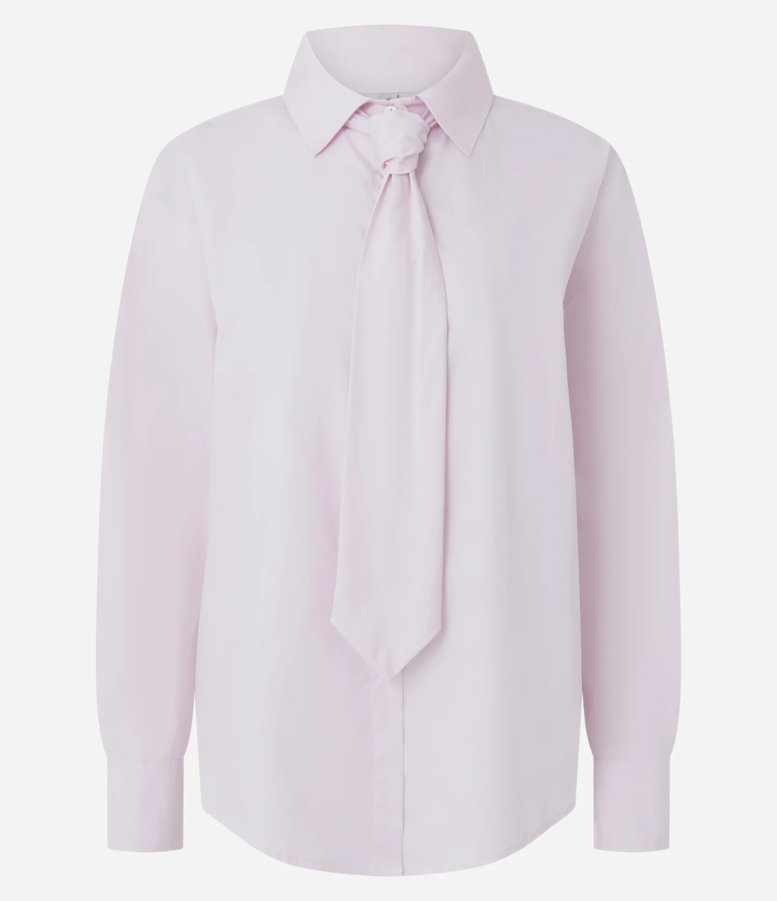 Camisa Alongada em Tricoline com Gravata Rosa 1