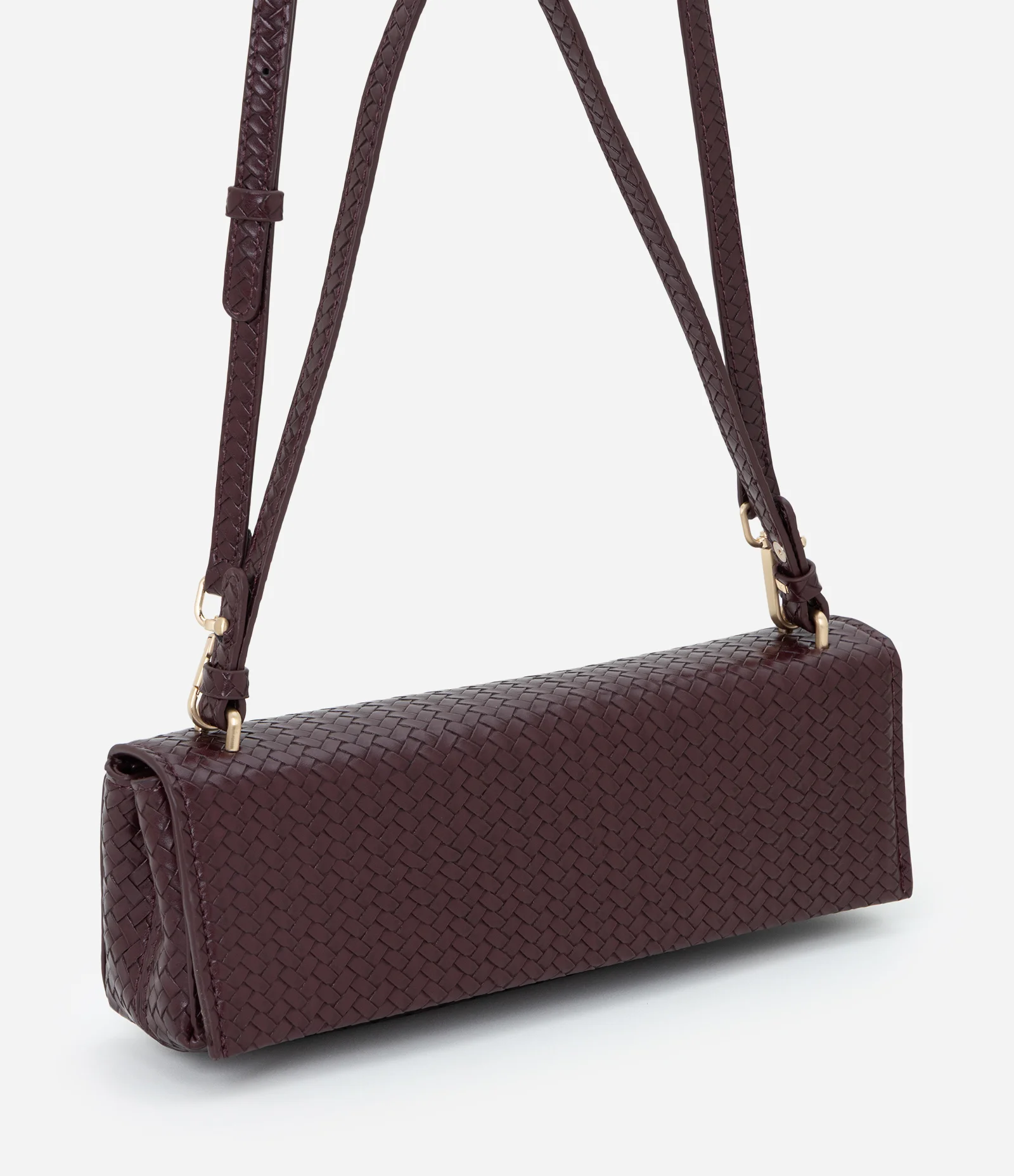 Bolsa Baguete Pequena em PU com Tampa e Alça Removível Vinho 2