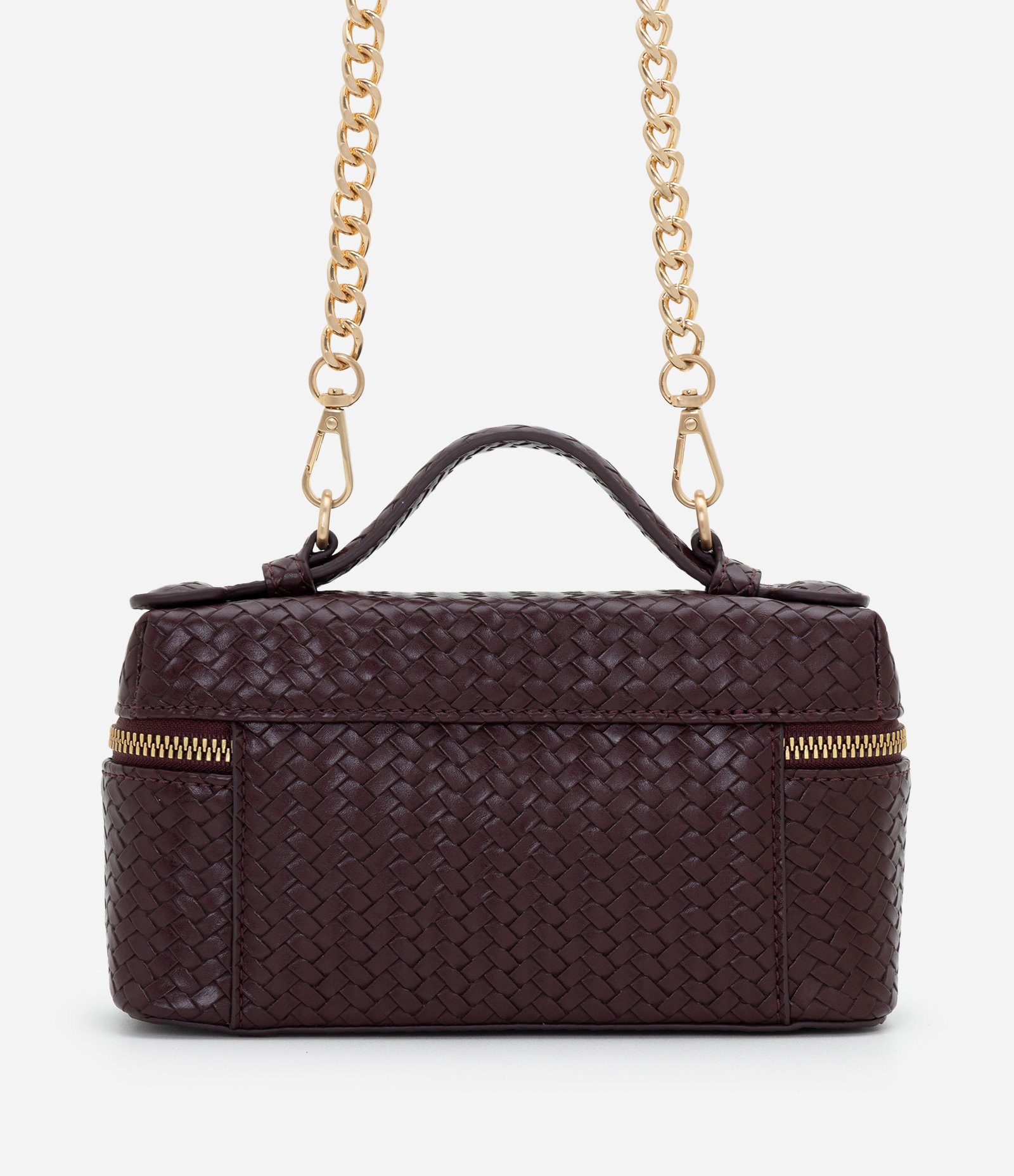 Bolsa Baú Pequena em PU com Corrente Removível Marrom 4