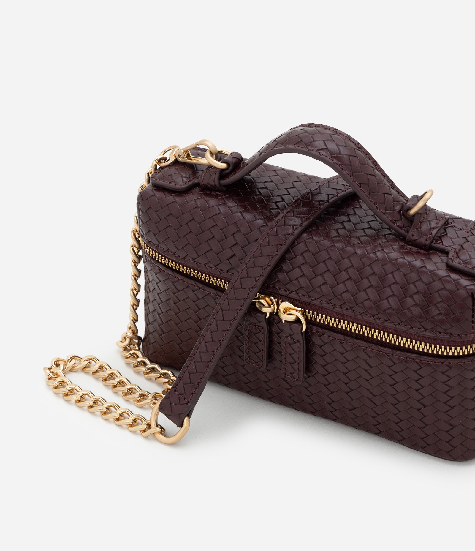 Bolsa Baú Pequena em PU com Corrente Removível Marrom 5