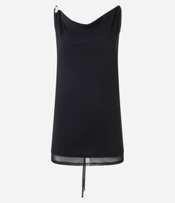 Vestido Curto com Alça Fina e Decote nas Costas