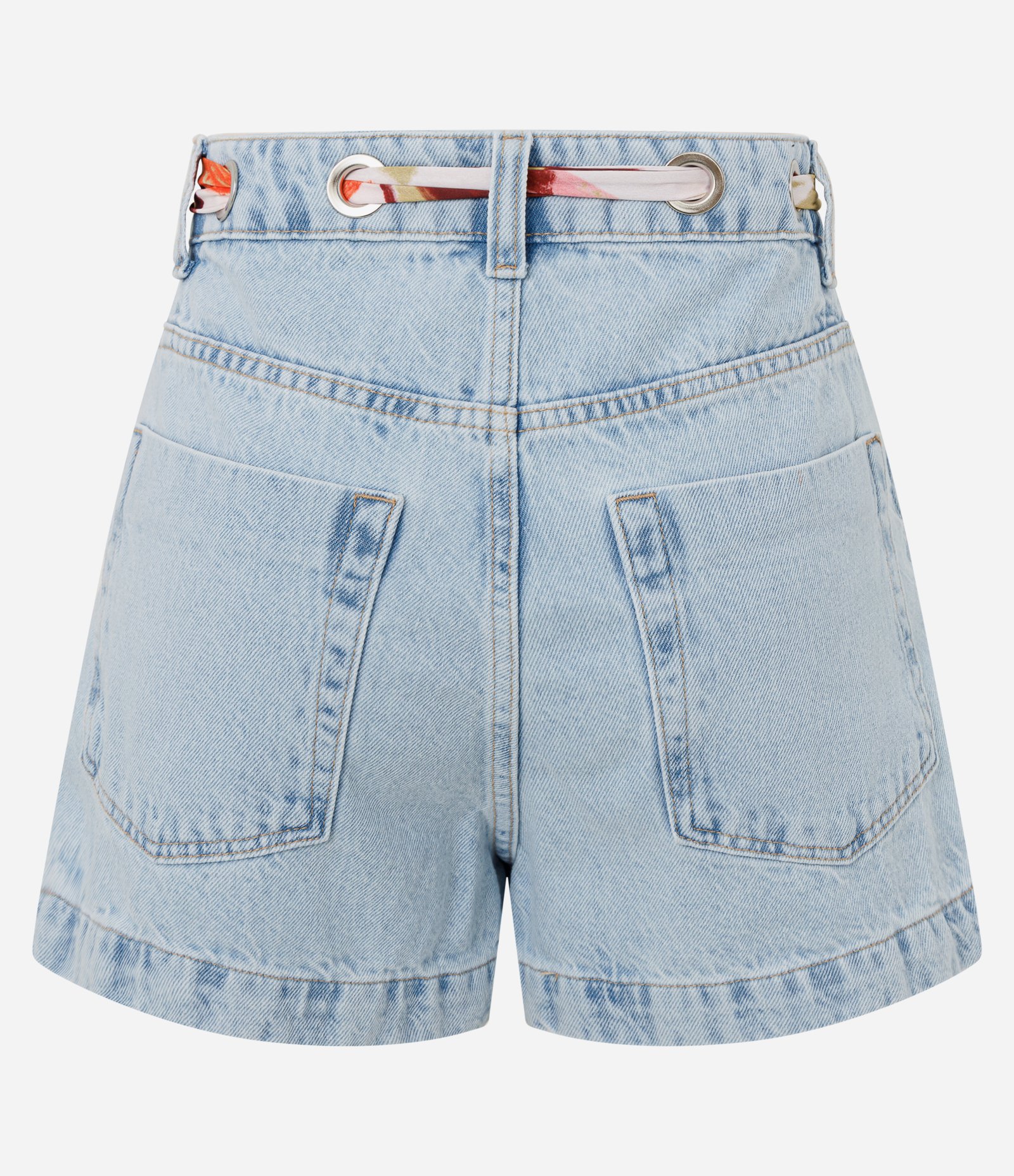 Short Slim em Jeans com Lencinho e Ilhós Metálicos Azul Claro 2