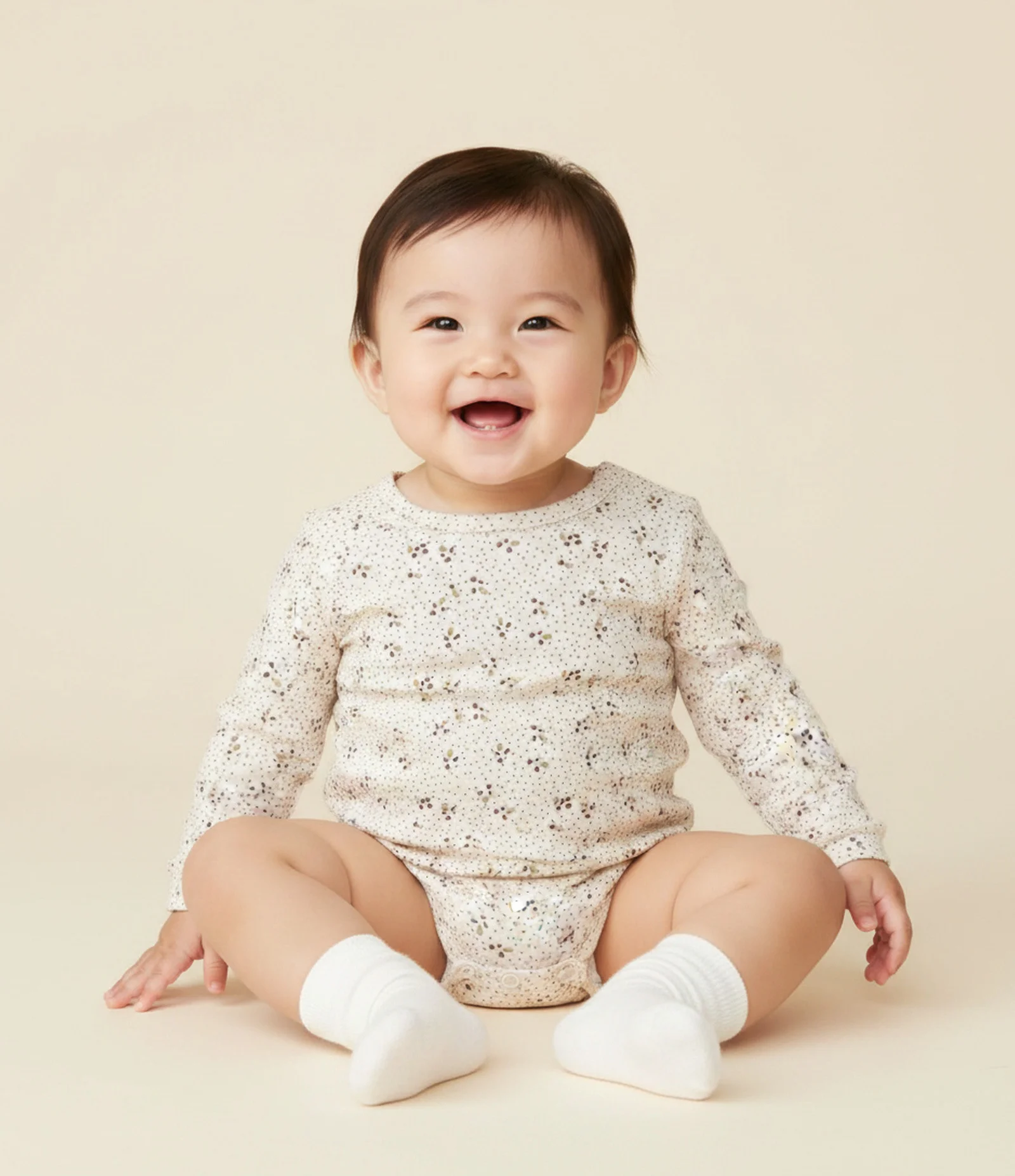 Body Infantil Anarruga Floral Liberty – Tam 0 a 18 Meses Bege Claro 1