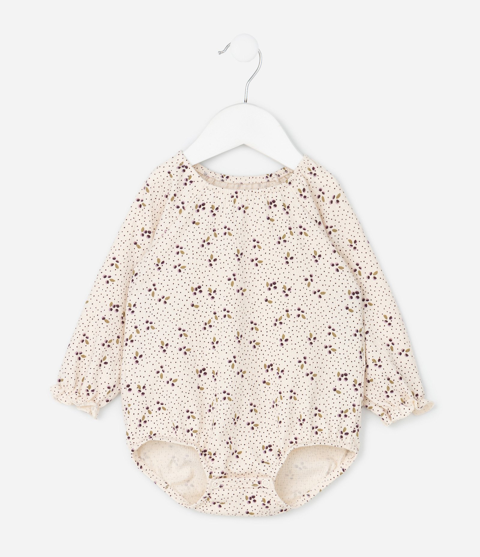 Body Infantil Anarruga Floral Liberty – Tam 0 a 18 Meses Bege Claro 2