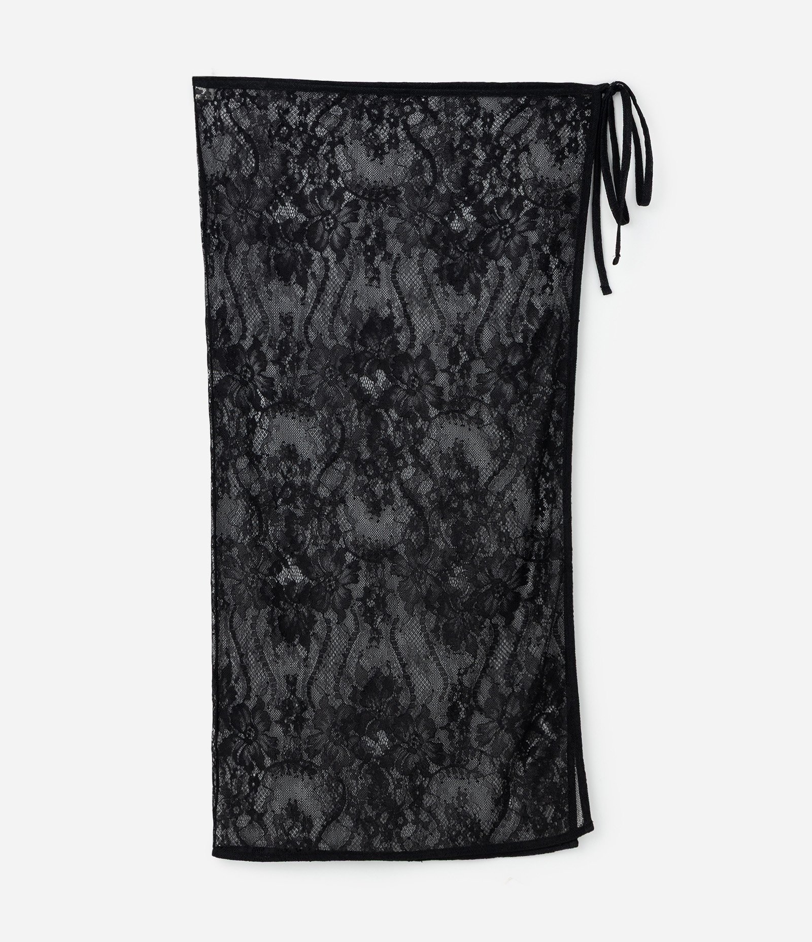 Lenço Rendado com Textura Floral e Transparência Preto 3