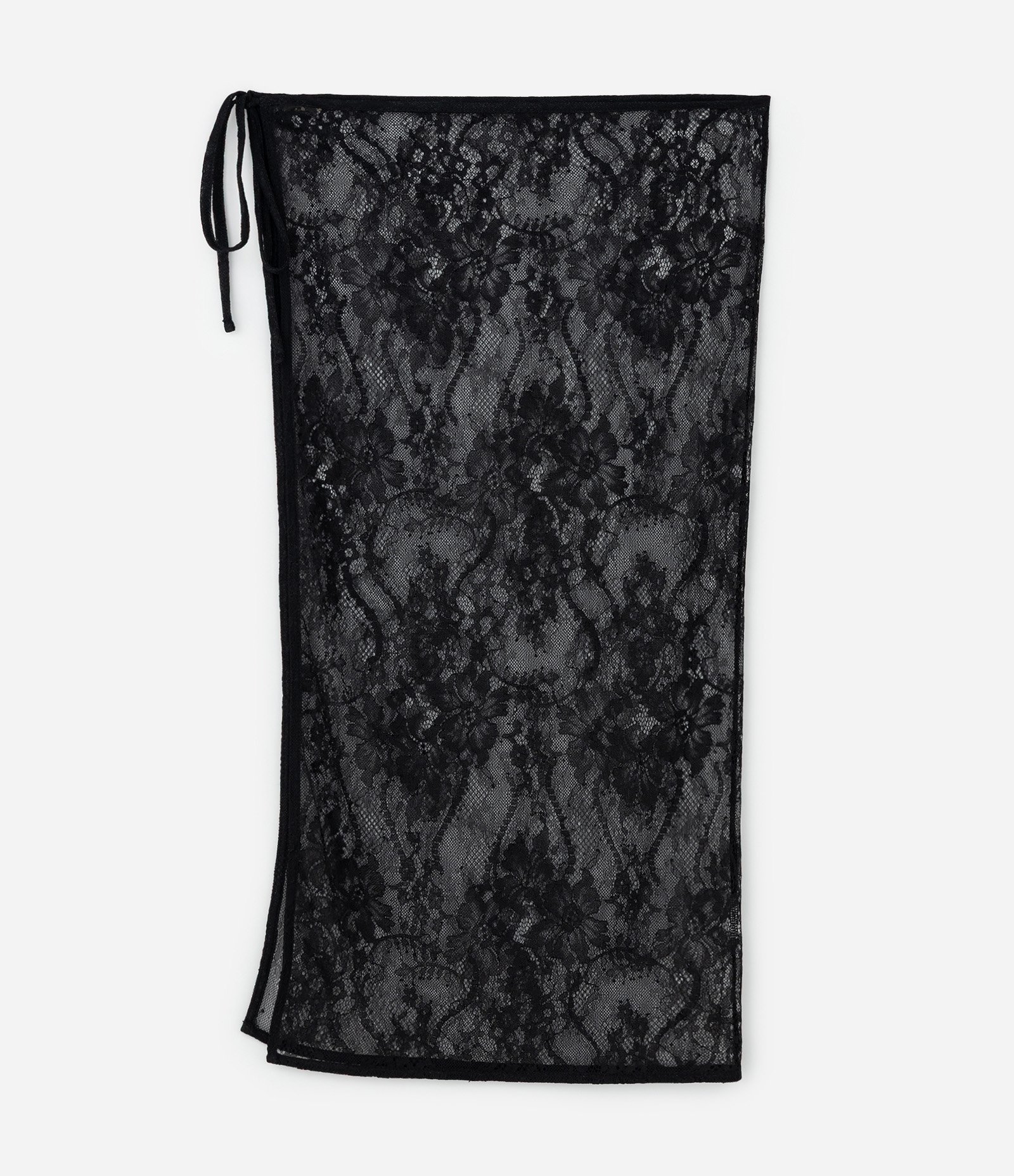 Lenço Rendado com Textura Floral e Transparência Preto 4