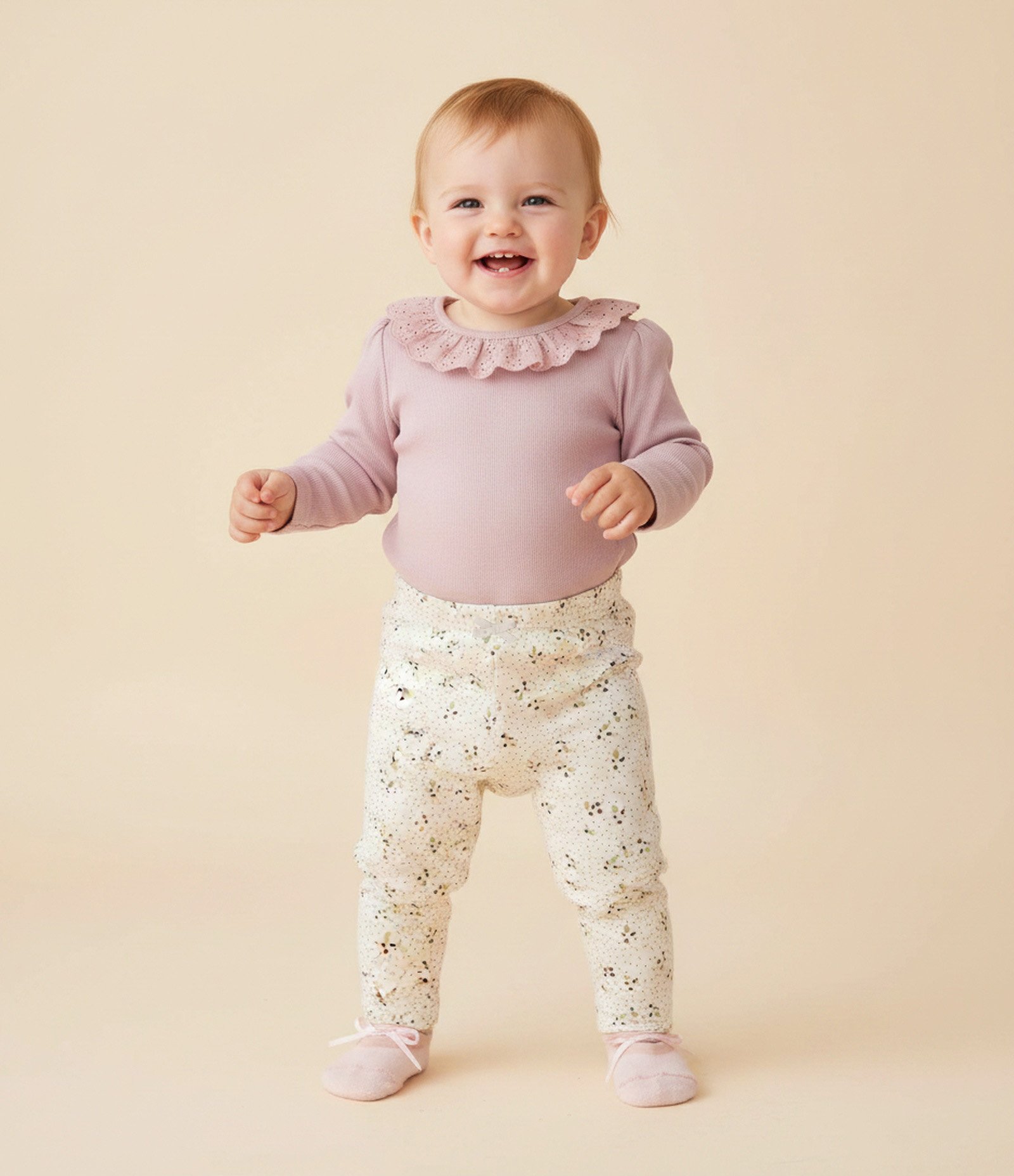Calça Infantil em Moletom com Felpa Poá Blueberries – Tam 0 a 18 Meses Off White 1