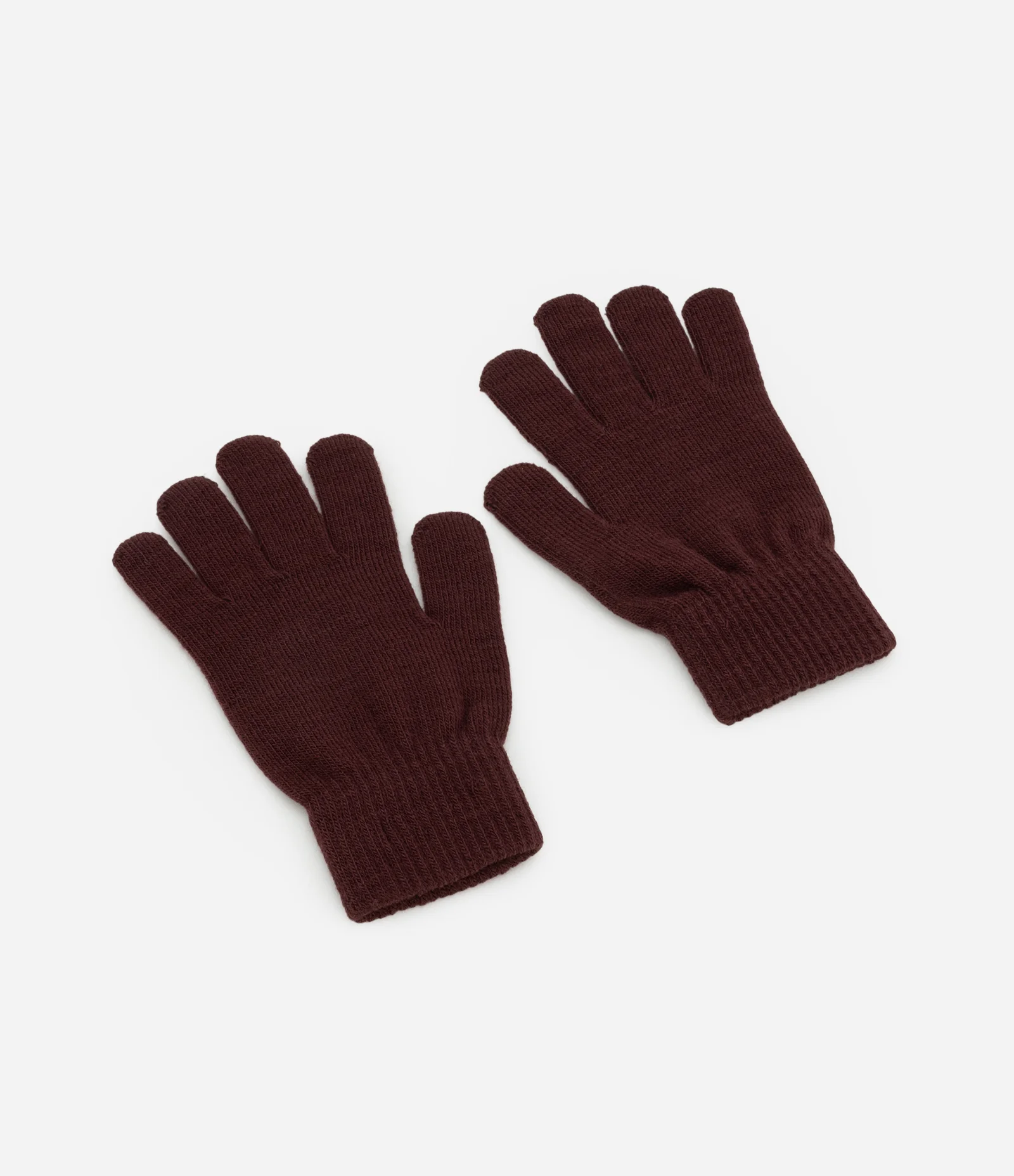 Luva em Tricot com Punho e Textura Marrom 1