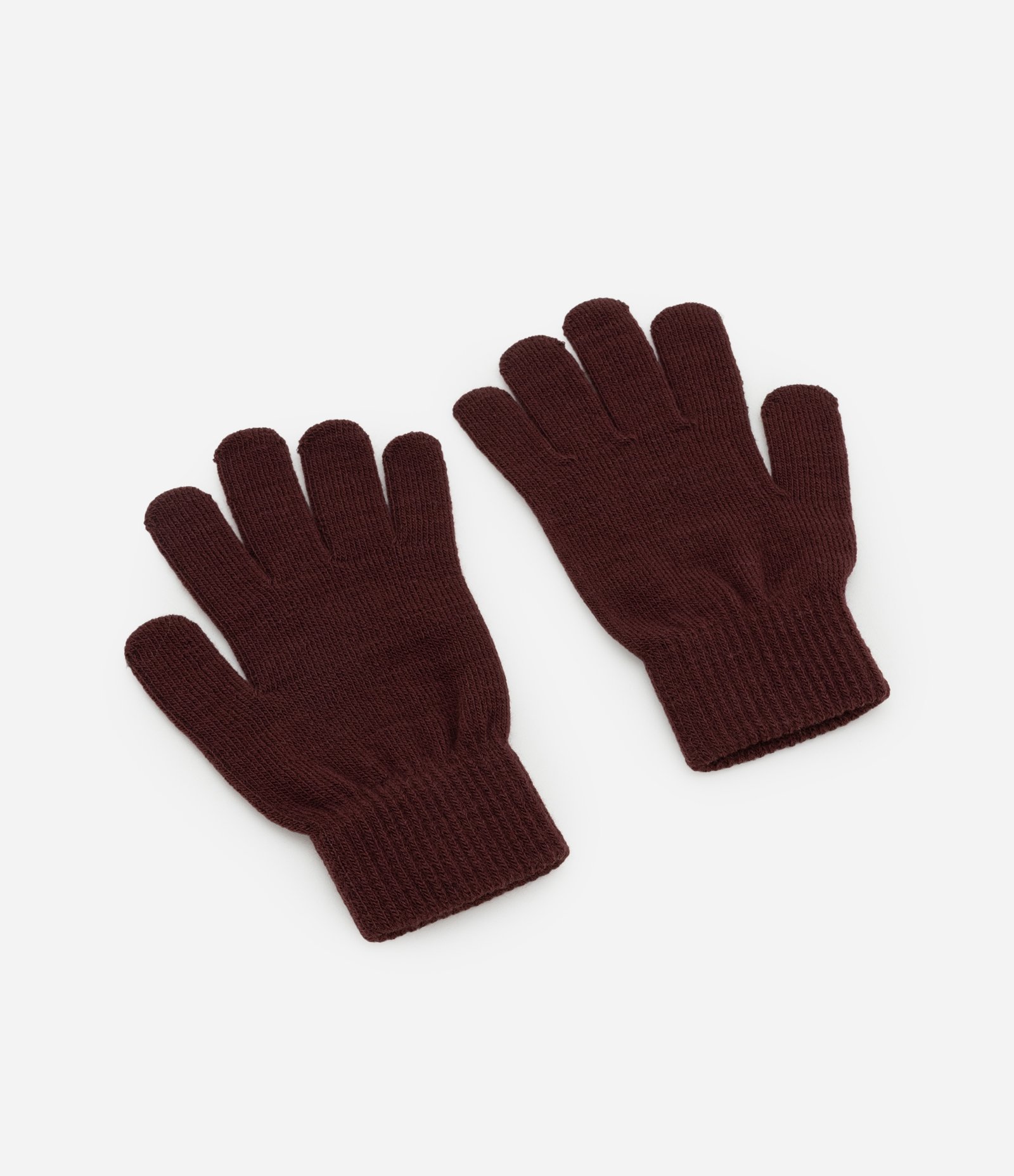 Luva em Tricot com Punho e Textura Marrom 2