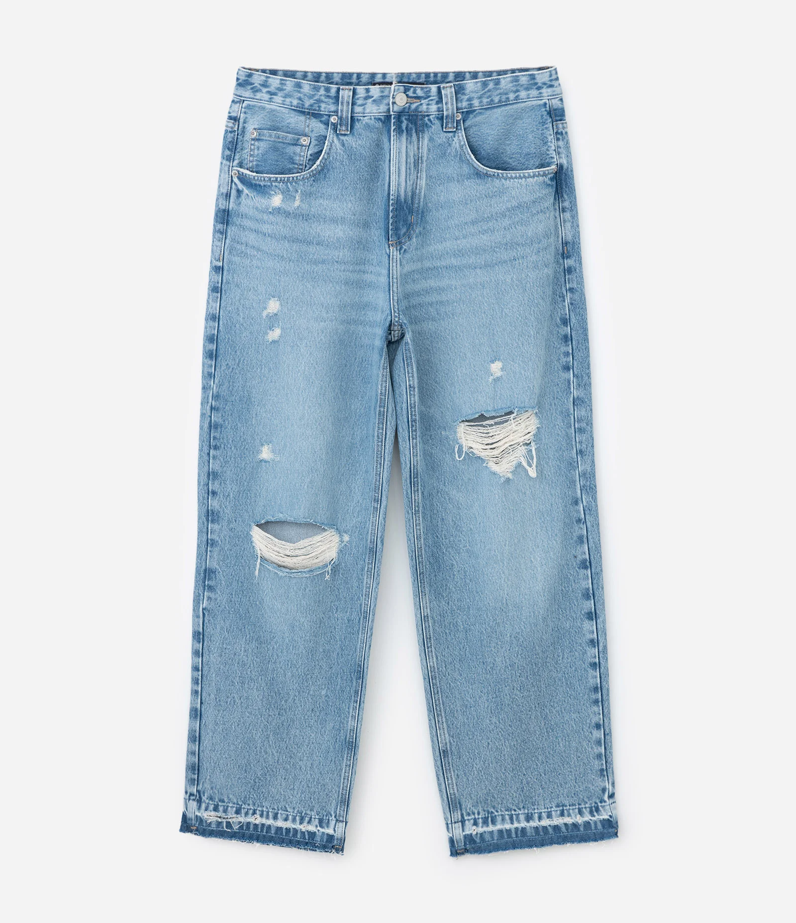 Calça Baggy Relaxed em Jeans com Rasgos Azul 1