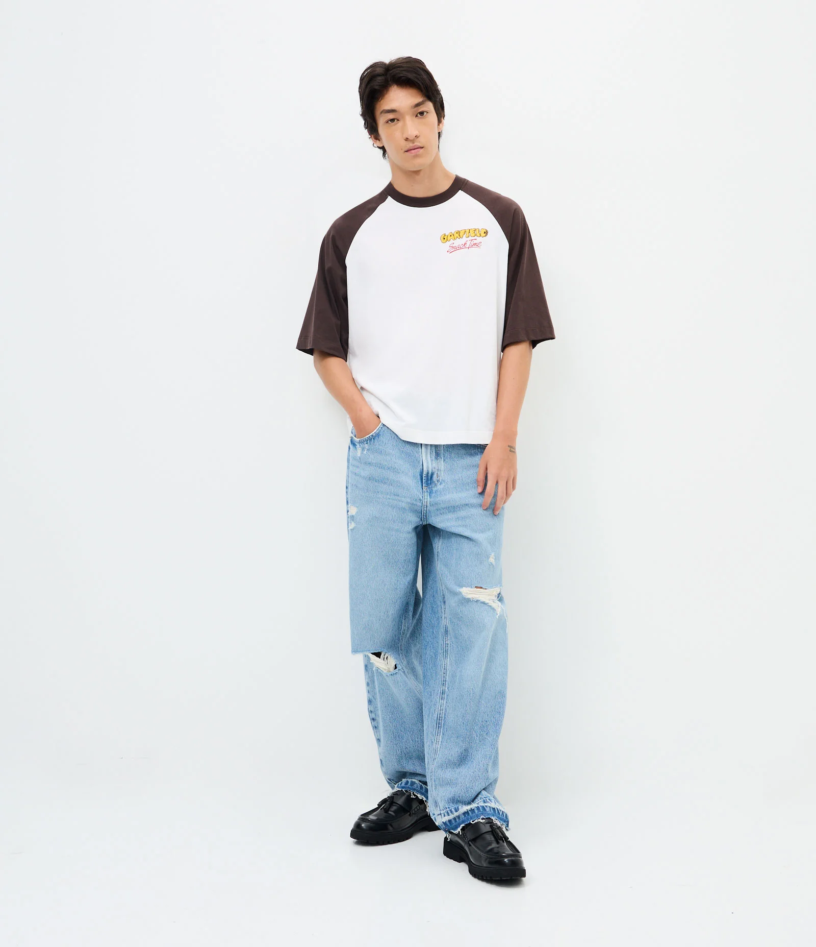 Calça Baggy Relaxed em Jeans com Rasgos Azul 1