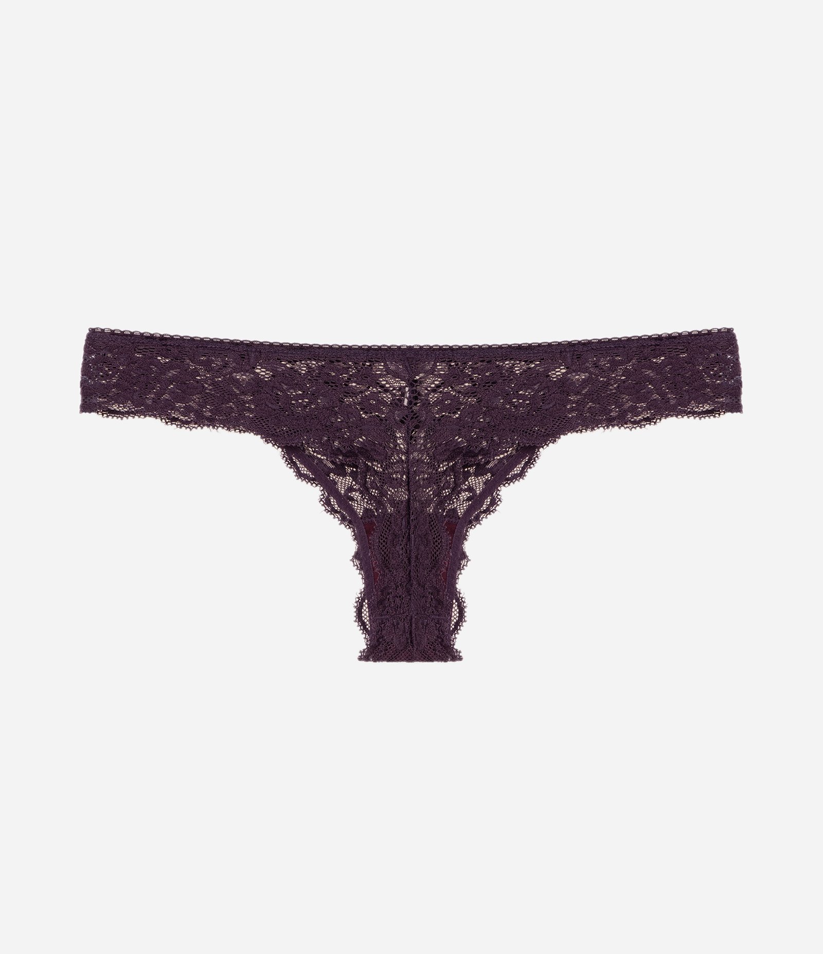 Calcinha Biquíni Fio em Renda Floral Marrom 5