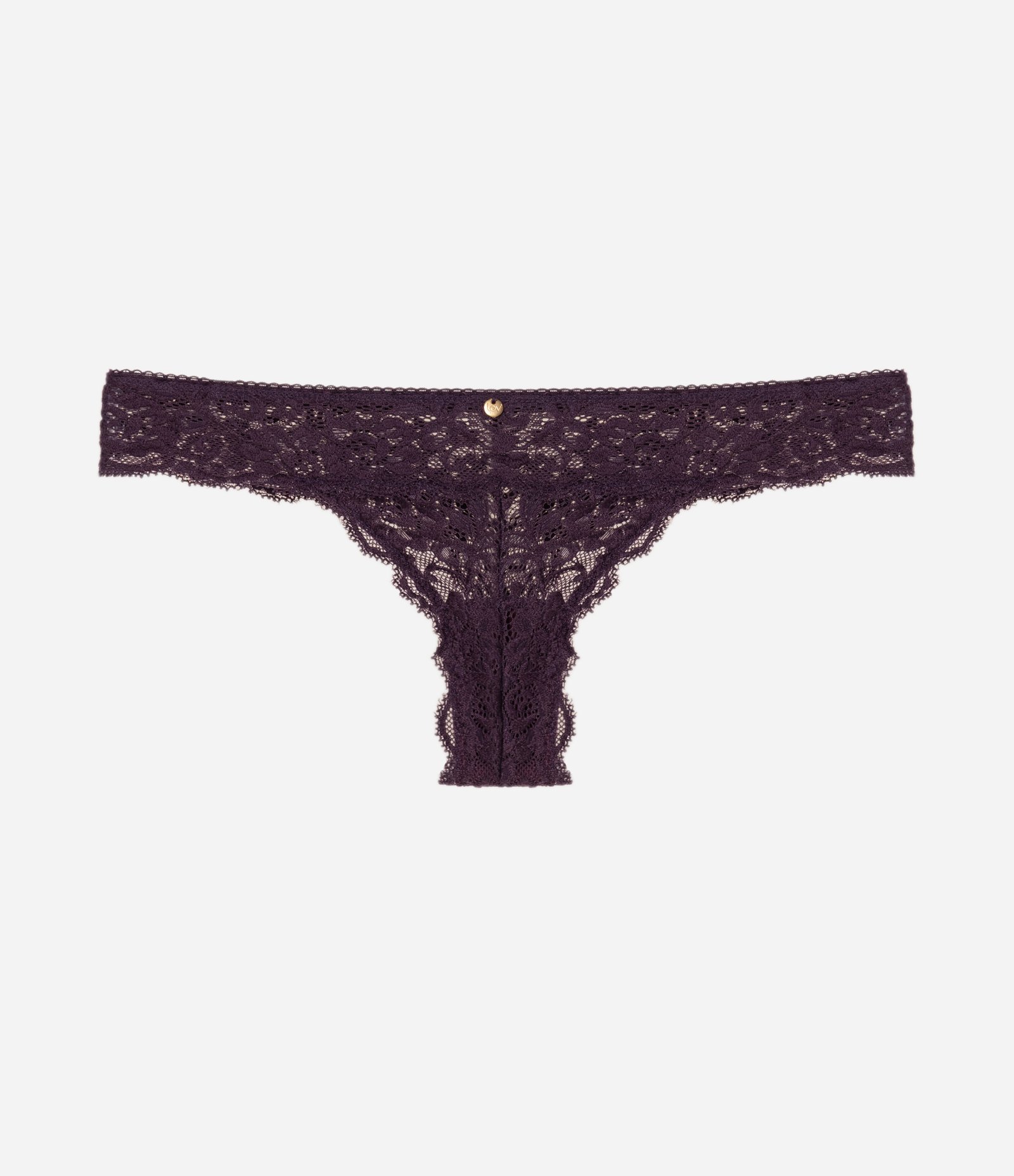 Calcinha Biquíni Fio em Renda Floral Marrom 6