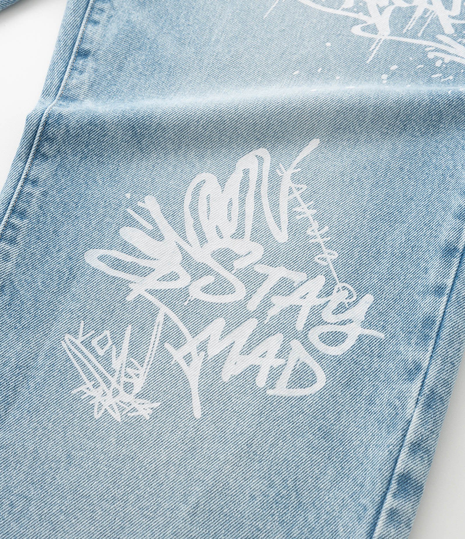 Calça Baggy em Jeans com Lettering Grafite Azul 4