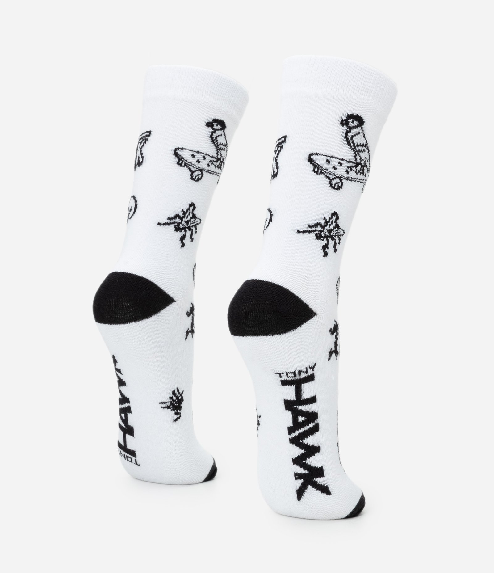 Meia Cano Longo em Algodão com Estampa Tony Hawk Branco 3